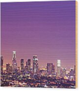 Los Angeles At Dusk Wood Print