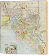 Los Angeles Map 1888 Wood Print