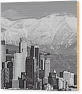 Los Angeles Snow Panorama In Black And White Wood Print