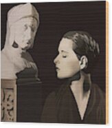 Louise Brooks With Bust Of Dante Alighieri Wood Print