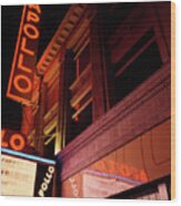 Low Angle View Of A Theatre Lit Wood Print