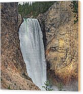 Lower Falls, Grand Canyon Of Yellowstone Wood Print