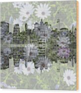 Lower Manhattan Skyline Floral Wood Print