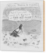 Magical Thinking In Pigeons Wood Print