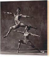 Male Dancer In Mid-air Split,female Wood Print