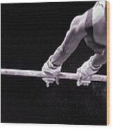 Male Gymnast Grasping Parallel Bar Wood Print