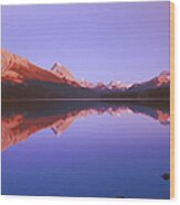 Maligne Lake With Mountain Behind On A Wood Print