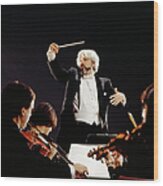Man Conducting Orchestra, View From Wood Print