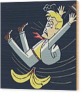 Man Slipping On A Banana Peel Wood Print