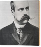 Man With A Handlebar Moustache Wood Print