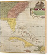 Map Of Carolina, Florida & The Bahama Islands Wood Print