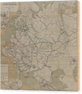 Map Of Roads, Railroads And Inland Wood Print