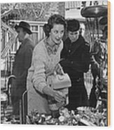 Market Shopper Wood Print