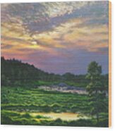 Marsh Sunset Wood Print