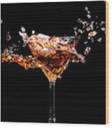Martini Cocktail Splash Wood Print