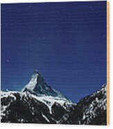 Matterhorn Switzerland Blue Hour Wood Print