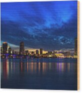 Miami Sunset Skyline Wood Print