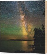 Milky Way And Northern Lights Over Isle Royale Wood Print