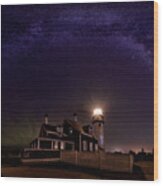 Milky Way Over The Highland Lighthouse Wood Print