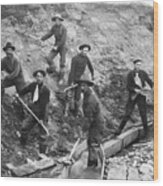 Miners Pan And Dig For Gold In Alaska Wood Print