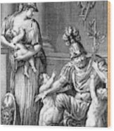 Minerva Breastfeeding, Roman Goddess Wood Print