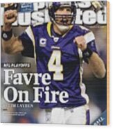 Minnesota Vikings Qb Brett Favre, 2010 Nfc Divisional Sports Illustrated Cover Wood Print
