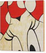 Minnie Mouse Face, Acrylic Painting By Kathleen Artist Wood Print