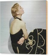 Model In A Carolyn Schnurer Dress Wood Print