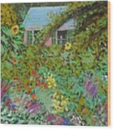 Monet's Garden Wood Print