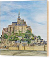 Mont Saint Michel At Low Tide Wood Print