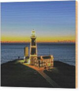 Montauk Lighthouse At Christmas Wood Print