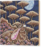 Moon Gazing Hare 5 Wood Print