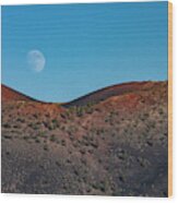 Moonrise Over Sunset Crater Wood Print