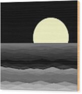 Moonrise Surf Wood Print