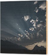 Moonshine Over Abraham Lake Wood Print