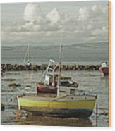 Morecambe. Boats On The Shore. Wood Print