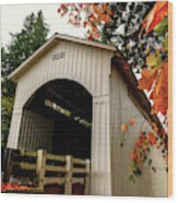 Mosby Covered Bridge In Autumn Wood Print