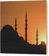 Mosque Hagia Sofia At Sunset, Istanbul Wood Print
