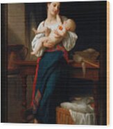 Mother And Child By William Adolphe Bouguereau Wood Print
