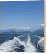 Motor Yacht Boat Wake Motorboating Wood Print