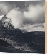 Mount Oberlin Cloaked In Clouds Wood Print