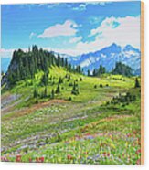 Mount Rainier Summer Colors Wood Print