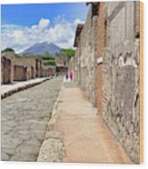 Mount Vesuvius And The Ruins Of Pompeii Italy Wood Print