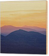 Mountain Light And Silhouette Wood Print