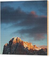 Mountain Peak At Sunset, Italian Alps Wood Print