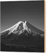 Mt. Fuji In Black And White Wood Print