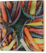 Multi Colored Carrots In Baskets Wood Print