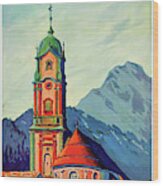 Munich And Bavarian Alps Wood Print