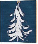 Navy And White Christmas Tree 1- Art By Linda Woods Wood Print