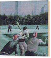 New York Central Park Baseball - Watercolor Art Painting Wood Print